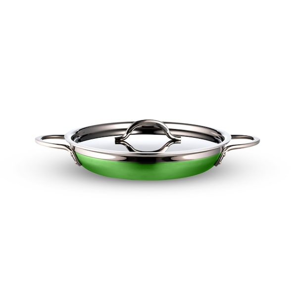 Bon Chef Country French 2 Saute Pan/Skillet W/Cover Dbl Handle 11"X2 1/4" 2 Qt 12 Oz - Lime 71305-CF2-L - main